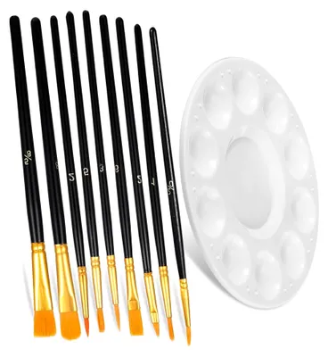 Produktbild von 10-teiliges Nylonpinselset für Öl-, Acryl- und Aquarellmalerei – Vielseitiges Malset für Anfänger und Künstler