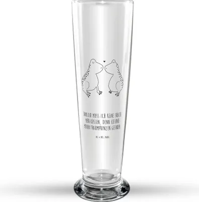 Produktbild von Mr. & Mrs. Panda Bierglas Frosch Liebe - Transparent - Geschenk, Bierbecher, Glasbecher, Bier Glas, Frösche, Kuss, Freundin, Glasbierglas, Trinkglas, Hochzeitstag