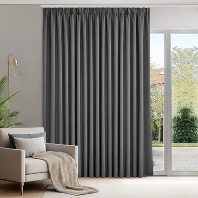 Immagine prodotto di Tende con balza, oscuranti, isolanti dal freddo, 175x300 cm, grigio scuro, 1 pezzo
