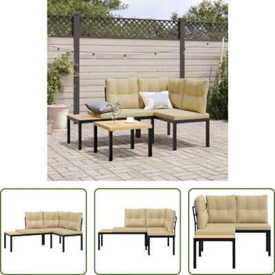 Immagine prodotto di The Living Store Panche da giardino con cuscini 2 pezzi in acciaio verniciato a polvere nero