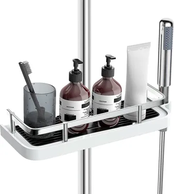 Produktbild von Duschregal Duschablage ohne Bohren für die Duschstange Badezimmer Aufbewahrung mit Duschhalter Für Duschstange mit Durchmesser von 19mm - 25mm