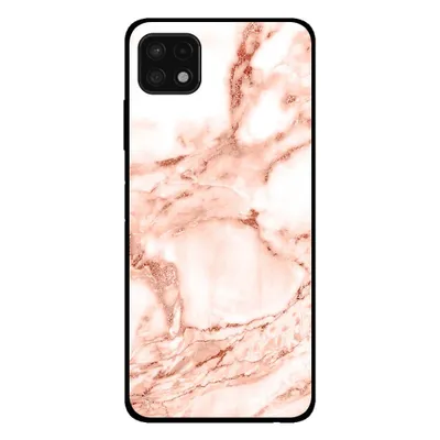Image de Smartphonica Coque pour Samsung Galaxy A22 5G aspect marbré - coque arrière marbrée - Blanc Or Rose