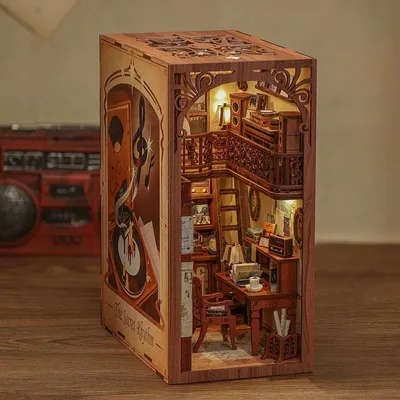 Produktbild von DIY Book Nook Geheimarbeitszimmer - 3D-Puzzle - 355 Teile - Miniaturhaus - mit LED-Licht