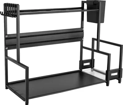 Produktbild von 2-stufiges Gewürzregal  Küchenregale Schwarz Arbeitsplattenorganisator für die Küche