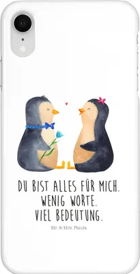Produktbild von Mr. & Mrs. Panda Iphone XR Handyhülle Pinguin Pärchen - Weiß - Geschenk, Hochzeitstag, Premium Kunststoff, Hochzeit, Handy Case, Verliebt