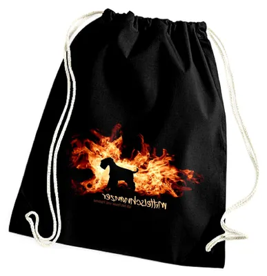 Produktbild von Turnbeutel mit Mittelschnauzer Motiv - Baumwolltasche in Schwarz