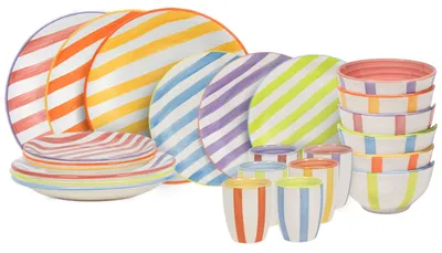 Imagen del producto de Conjunto de vajilla Cookinglife "Summer Vibes", 24 piezas / 6 personas: 6 platos principales, 6 platos para el desayuno, 6 cuencos y 6 tazas, Imagen generada por IA