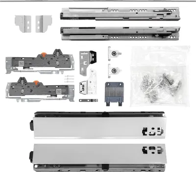 Produktbild von BLUM Schubladenschienen TANDEM SET; Zargenhöhe 68mm, mit TIP-ON BLUMOTION Einheit, 30kg, NL450mm, grau, bis max. KB1400mm