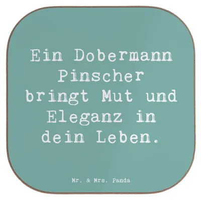 Produktbild von Mr. & Mrs. Panda Untersetzer für Gläser Spruch Dobermann Pinscher - Meeresbrise - Geschenk, Hunderasse, Mut, Wachhund, Coaster, Schutzhund, Tischuntersetzer, Hund