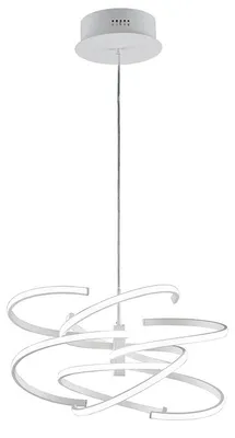 Produktbild von Moderne LED-Pendelleuchte aus mattweißem Metall, 80 W, dimmbar, mit Silikondiffusor, elegantes Design, Ø 60 cm - Perenz