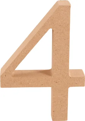 Produktbild von VBS MDF Zahl, ca. H 8 cm, T 1,5 cm Ziffer "4"