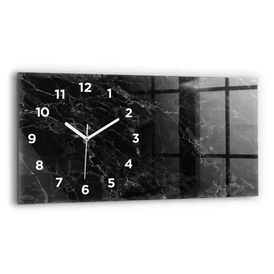 Produktbild von Wallfluent Wanduhr – Stilles Quarzuhrwerk - Uhr Dekoration Wohnzimmer Schlafzimmer Küche - Zifferblatt - weiße Zeiger - 60x30 cm - Dunkler Marmor