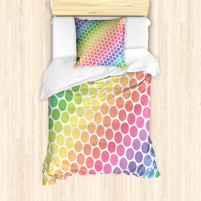 Produktbild von ABAKUHAUS Bunt Bettbezug Set für Einzelbetten, Polka Dots Retro-Stil, Milbensicher Allergiker geeignet mit Kissenbezug, Multi