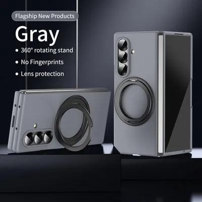 Immagine prodotto di Custodia per Samsung Galaxy Z Fold 7 con supporto magnetico e protezione dello schermo, leggera custodia protettiva in PC Grigio