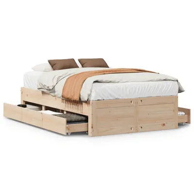 Produktbild von vidaXL Massivholzbett ohne Matratze mit Schubladen 135x190 cm