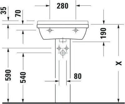 Produktbild von Duravit Duravit Waschtisch STARCK 3 m ÜL HLB 1 HL 550x430mm we