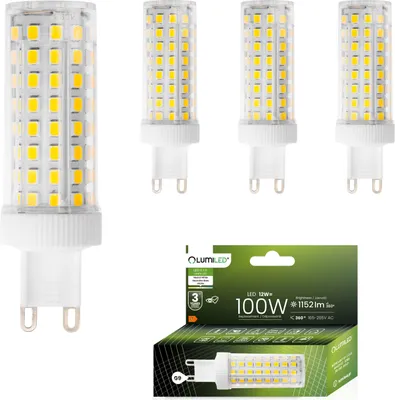 Produktbild von LUMILED LED Lampen G9 4er Set Leuchtmittel 12W (ersetzt 100W Glühlampe) 4000K Neutralweiß 1152lm 360° Lichtwinkel 230V Glühbirnen kleine Birne Energiesparende kein Flackern SMD Lichtquelle