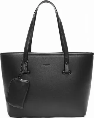 Immagine prodotto di Borsa shopper da donna con zip - Borsa per la scuola, il lavoro e il tempo libero - Adatta al formato A4 - Nero