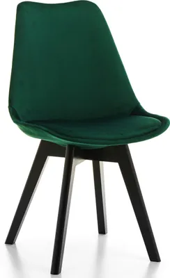 Produktbild von NEW HOME Stuhl DUBLIN Esszimmerstuhl im skandinavischen Stil - grün Samt Velours - moderner Küchenstuhl mit Sitzkissen schwarze Beine
