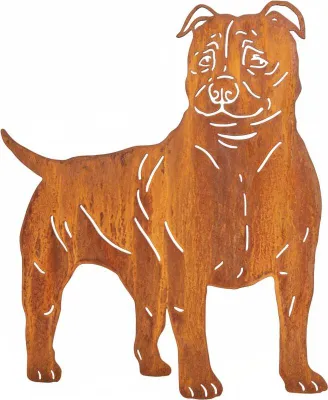 Produktbild von Edelrost Amerikanischer Staffordshire Terrier - Rost Deko Hund Rostfigur Gartendeko für Draußen - stabile Metall Gartenfigur aus Stahl - Wetterfest für Beet Terrasse - 43x38 cm