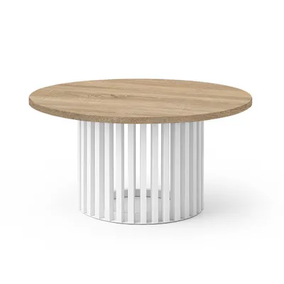 Zdjęcie produktu dla Stolik kawowy DOVER, 60 cm, minimalistyczny i ponadczasowy - dąb Sonoma/biały