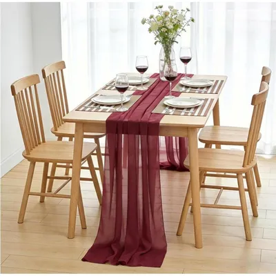 Zdjęcie produktu dla Bieżnik z organzy, kolor burgundowy, 70 x 300 cm