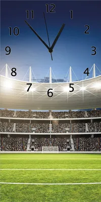 Produktbild von Wallario Design Wanduhr Fußballstadion Mittellinie aus Echtglas, Größe 30 x 60 cm
