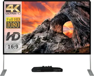 Imagen del producto de Pantalla de proyección de 100 pulgadas, portátil, 4K HD, para proyección trasera, ideal para cine en casa
