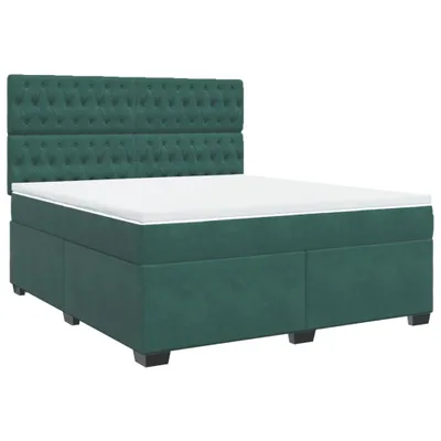 Produktbild von Boxspringbett mit Matratze Dunkelgrün 180x200 cm Samt