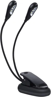 Produktbild von LED-Klemmenlampe – Leselampe mit USB – Musikständerbeleuchtung – Flexibler Schwanenhals – 6 LEDs – Schwarz