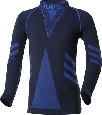 Produktbild von Ladeheid Kinder Mädchen Jungen Funktionsunterwäsche Thermoaktives Langarm Shirt LAGI007 (Schwarz/Marineblau, 122-128)