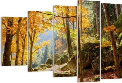 Produktbild von Bild auf Leinwand - Leinwandbild - Herbst berg wald natur - 150x100cm - Wand Bild - Wanddeko - Leinwanddruck - Bilder - Kunstdruck - Wanddekoration - Leinwand bilder - Wandkunst - EG150x100-2713