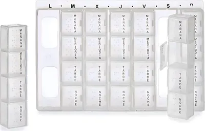 Produktbild von 7 Tage PILLENBOX Kunststoff Weiss Pillendose Tablettenbox Tablettendose Medikamentenbox Medikamentendose Pillen Tabletten Dose Box 53