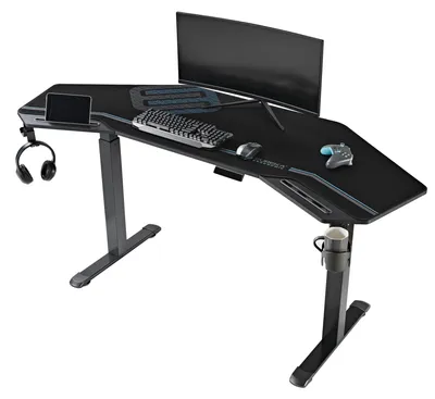Produktbild von LAPAMAX Gamingtisch elektrisch höhenverstellbar 182 x 76 cm Schwarz mit Doppelantrieb, Antikollision und Mauspad