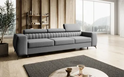 Productafbeelding van Grote hoekbank FARGO, model Megasofa met slaapfunctie, bekleding Vogue, zilvergrijs