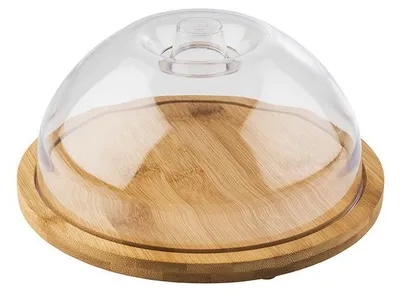 Produktbild von APS 822 Tablett mit Haube, Bambus/Polystyrol, Ø 20,5 cm, Höhe 10 cm, Antirutsch-Füßchen
