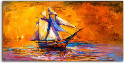 Produktbild von Coloray Acrylbild 140x70  Wandbild Acrylbilder Wasser Schiff Sonne segel farbenfroh