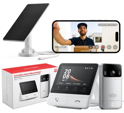 Produktbild von Türklingel mit Kamera Videotürklingel Gegensprechanlage - 4,3 Zoll Monitor - 2K - Mit Solarpanel und 5000 mAh Akku