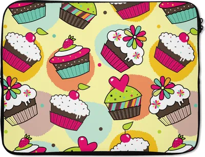 Produktbild von MuchoWow® Laptop Hülle 17 Zoll Laptoptasche Mädchen - Cupcake - Schnittmuster - Mädchen - Kinder - Baby - Zipper - Schutzabdeckung