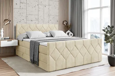 Produktbild von ALTDECOR Boxspringbett mit Fußteil, 2 Matratzen und Topper - 160x200 cm - CATOR-Z KING - Beige Monolith - Polsterbett mit, H3- und H4- Matratzen, Bettkasten und Lattenrost, Bett mit Stauraum