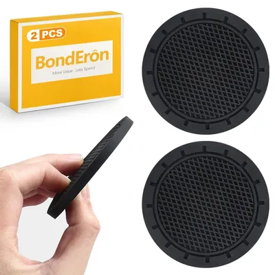 Immagine prodotto di Portabicchieri universali per auto, set di 2 pezzi, in silicone antiscivolo, diametro 7 cm, colore nero
