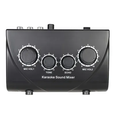 Produktbild von Karaoke Mixer N-1, 2-Kanal-Soundmixer mit zwei Mikrofoneingängen, Audio-Mixer, Kopfhörerverstärker, inkl. Kabel, schwarz