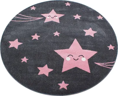 Immagine prodotto di Tappeto per bambini, motivo stelle, rosa, 120 x 120 cm, forma rotonda