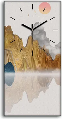 Produktbild von Wohnzimmer-Bild Leinwand Uhr 30x60 Malerei Abstrakte Asiatische See Berge Boots - schwarze Hände