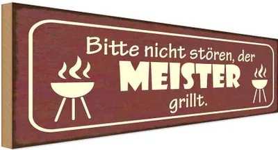 Produktbild von vianmo Holzschild 10x27 cm nicht stören der Meister grillt Spruch Zitat