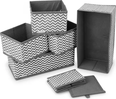 Produktbild von Navaris Aufbewahrungsboxen Organizer Ordnungssystem Stoffboxen - 6 Stück in verschiedenen Größen - für Kleiderschrank und Schubladen - faltbar