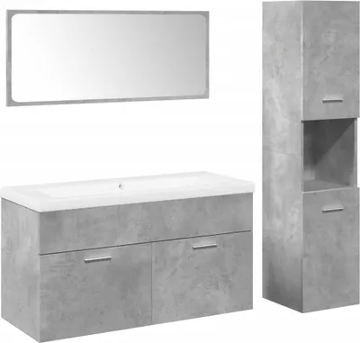 Produktbild von 4-tlg. Badmöbel-Set Betongrau Holzwerkstoff