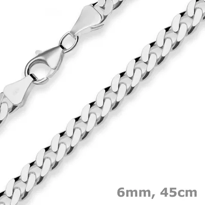 6mm-Panzerkette-aus-925-Silber-rhodiniert-45cm
