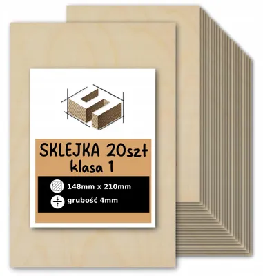 Immagine prodotto di Pannelli rettangolari in compensato di betulla grezzo – taglio e incisione laser, fresatura CNC, modellismo, traforo, pirografia, découpage, pittura e fai da te – qualità 1 – A5, 14,8 × 21 cm (148 × 210 mm) – 4 mm – 20 pezzi