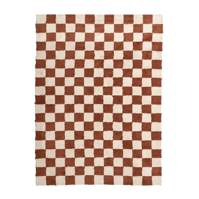 Produktbild von Volero - Retro Teppich - Gambit Braun Weiß - 140x200 cm - Wohnzimmer, Kinderzimmer, Schlafzimmer - Retro